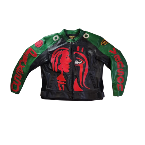 BLACK PICASSO X VANSON | LEATHER JACKET | BLACK / RED / GREEN