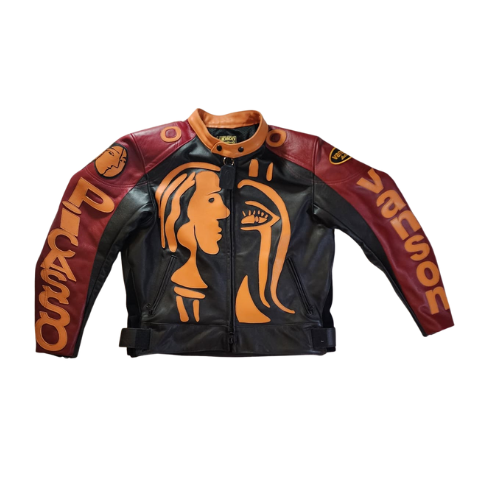 BLACK PICASSO X VANSON | LEATHER JACKET | BLACK / BURGUNDY / GOLD