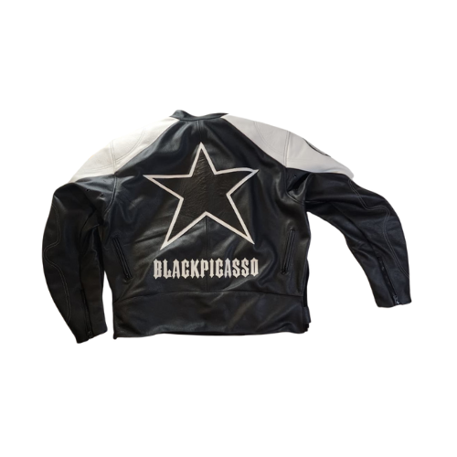 BLACK PICASSO X VANSON | LEATHER JACKET | WHITE / BLACK / GOLD